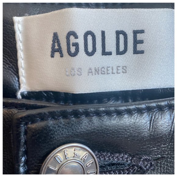 NWT AGOLDE Recycled Leather Mid Rise Relaxed Boot Pants - Picture 14 of 16